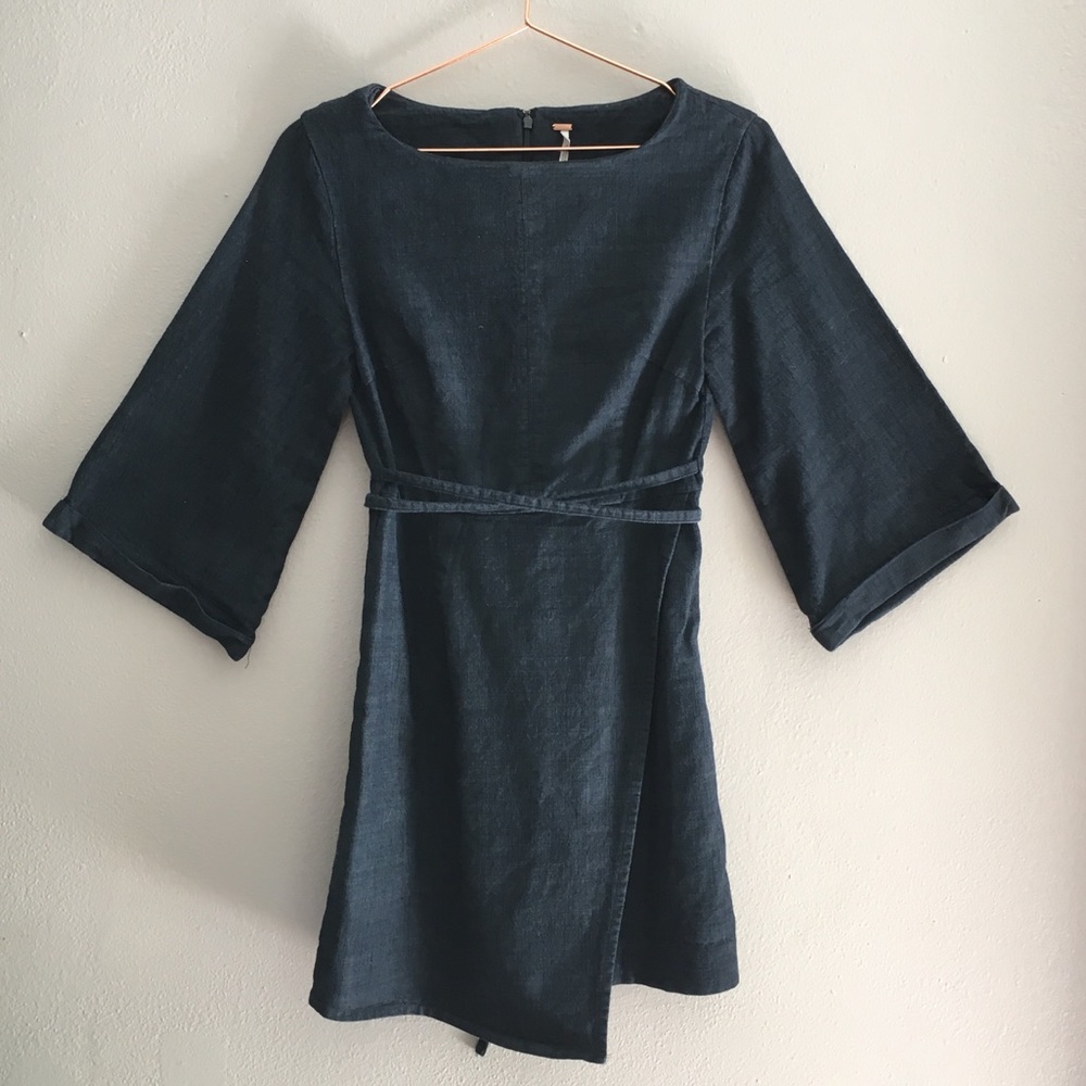 Free People denim boho mini dress / Size O